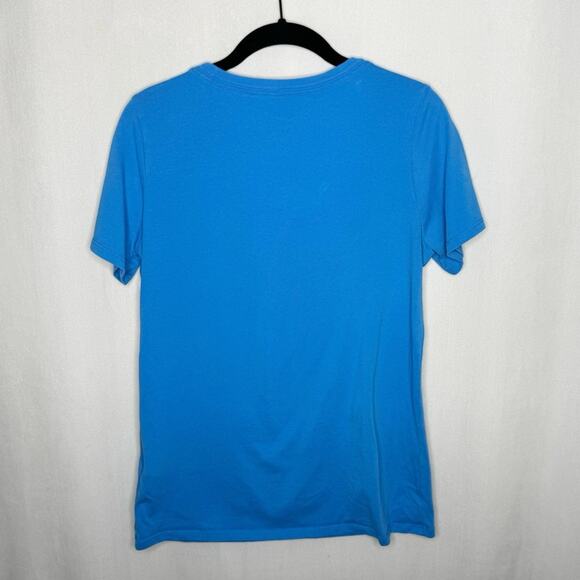 NIKE / blue white Just Do It logo scoop neck t-shirt / L - Picture 2 of 8